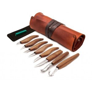 Řezbářský set BeaverCraft S18X Deluxe Wood Carving Set v koženém pouzdře