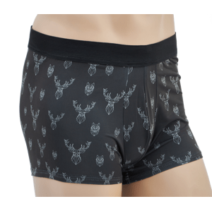 Pánské boxerky TETRAO s mysliveckým motivem - černé s jeleny 2XL