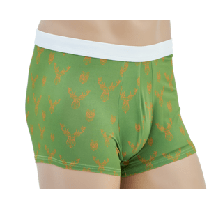 Pánské boxerky TETRAO s mysliveckým motivem - zelené s jeleny 2XL