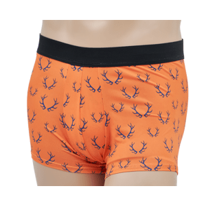Pánské boxerky TETRAO s mysliveckým motivem - oranžové s parohy XL