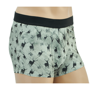 Pánské boxerky TETRAO s mysliveckým motivem - světle zelené s jeleny 2XL
