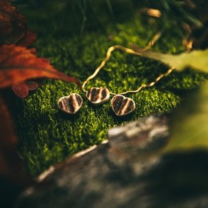 Set mysliveckých šperků z paroží TETRAO - náhrdelník + náušnice srdíčko nature