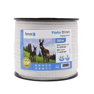 Páska pro elektrický ohradník, šířka 20 mm, bílá - 200 m