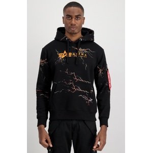 Mikina Alpha Industries Lighting AOP Hoody černá/orange 2XL