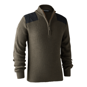 Pánský svetr Deerhunter Rogaland se zipem Brown Leaf Melange 4XL