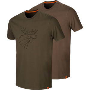Pánské dvou-balení triček Härkila Graphic Willow Green, Slate Brown 4XL