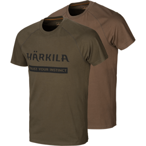 Pánské dvou-balení triček Härkila Logo Willow Green, Slate Brown 4XL